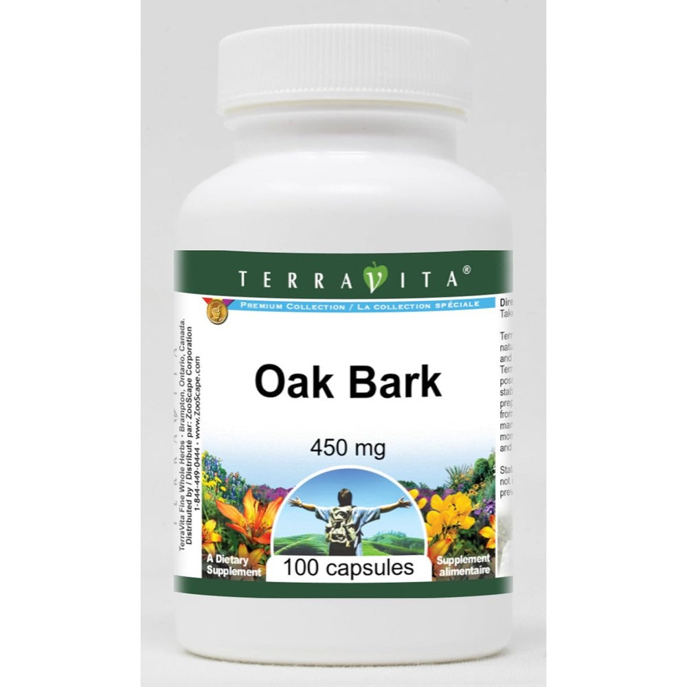 Terravita Oak Bark 450mg 100 capsules front view