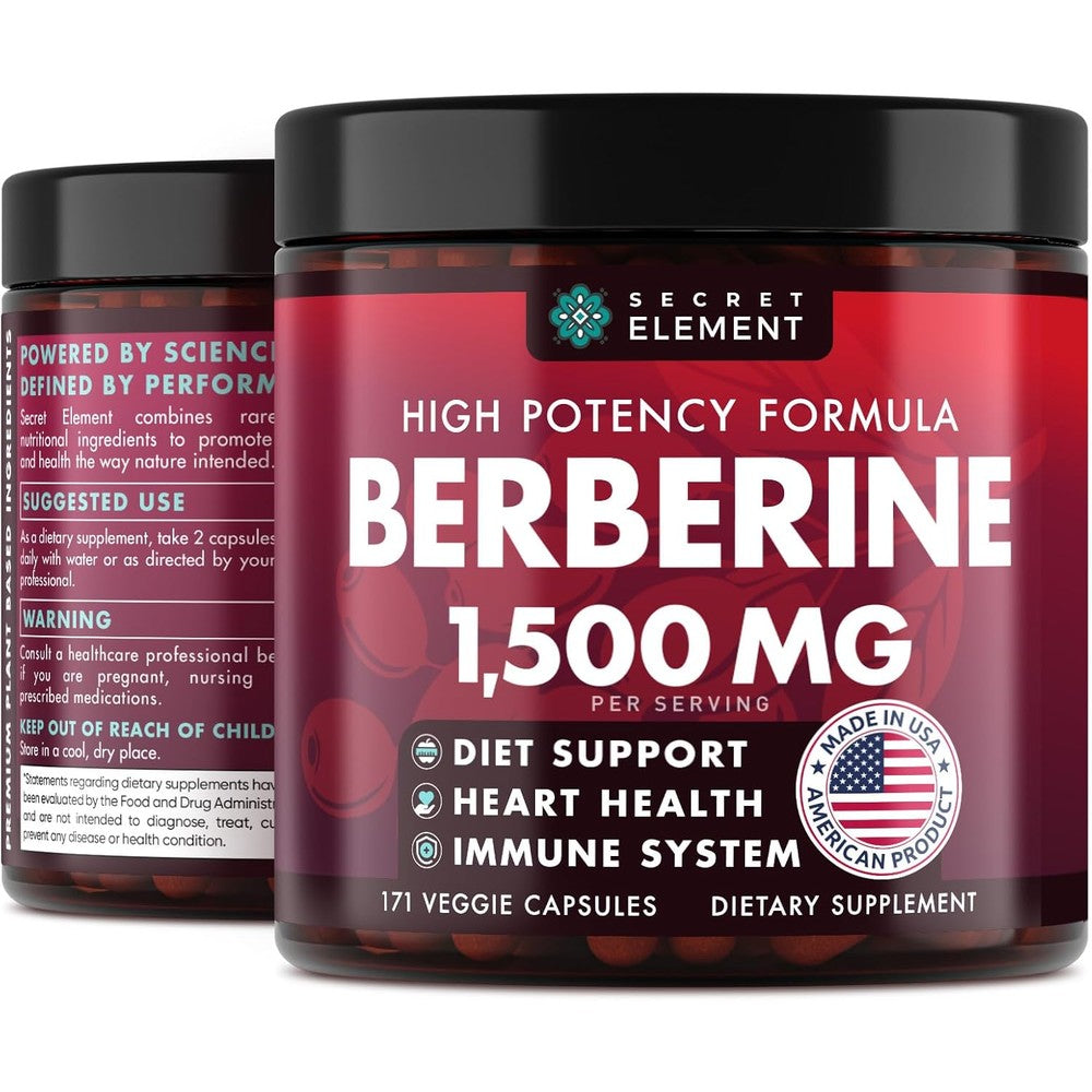 Secret Element Berberine HCL 1500mg supplement bottle front view