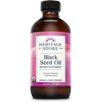 Heritage Store Organic Black Seed Oil front view of bottle for immune support