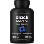 NutraChamps Organic Black Cumin Seed Oil 120 vegan liquid capsules front view bottle packaging