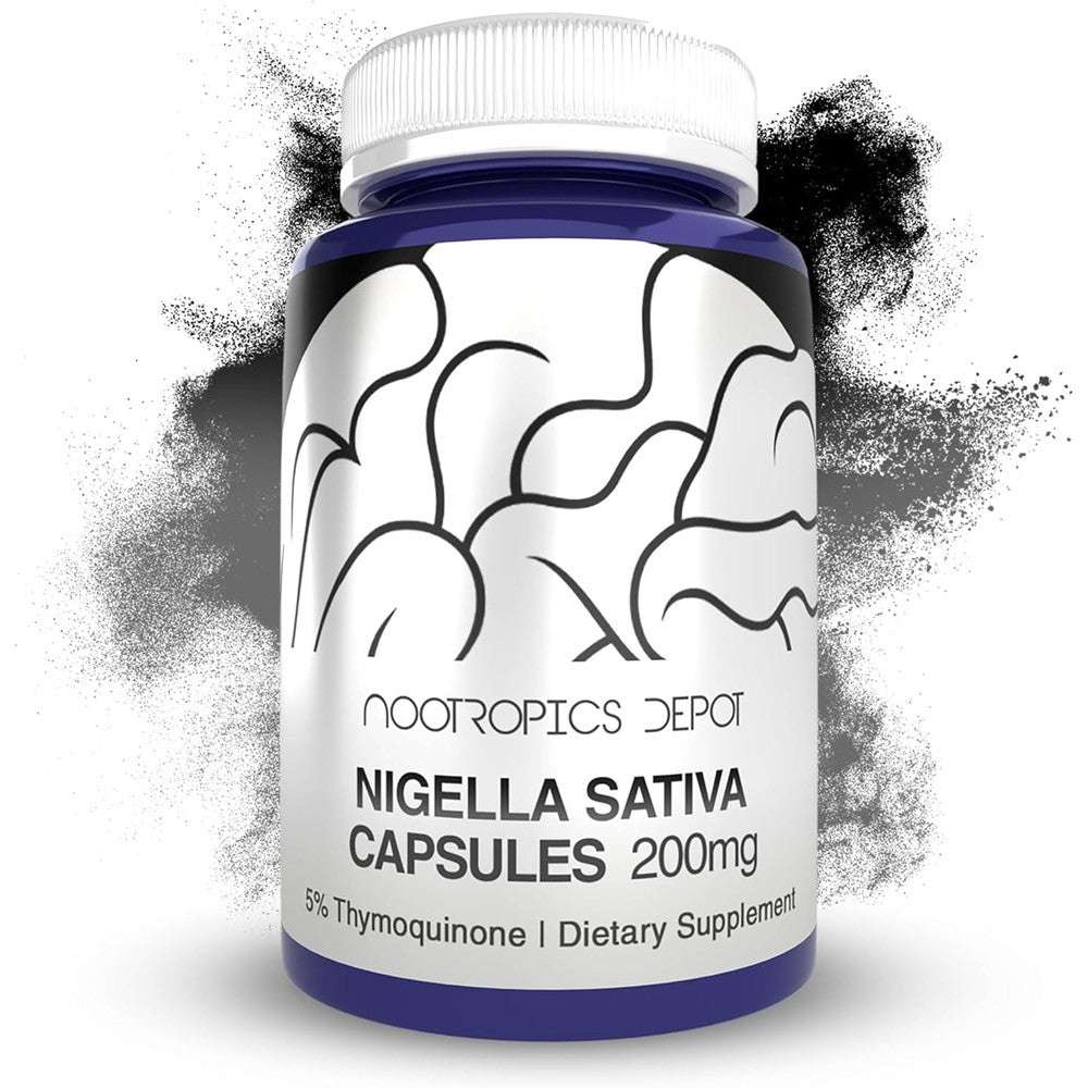 Nootropics Depot Nigella Sativa Extract 200 milligrams front view bottle for cognitive wellness