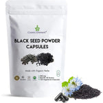 Cosmic Element Organic Black Seed Powder Capsules front view bottle for immune support