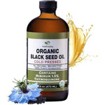 HalalEveryDay Organic Black Seed Oil 16 ounce bottle front view showcasing organic cold pressed certification.
