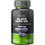 ORZAX Black Seed Oil 1000 mg 90 softgels front view bottle showcasing immune support benefits