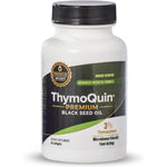 ThymoQuin Premium Cold Pressed Black Seed Oil 60 softgels bottle front view highlighting the 3 percent thymoquinone standard formulation.