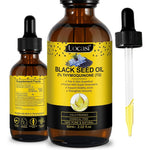 Uocasi Cold Pressed Black Seed Oil glass dropper bottle front view for organic hair growth