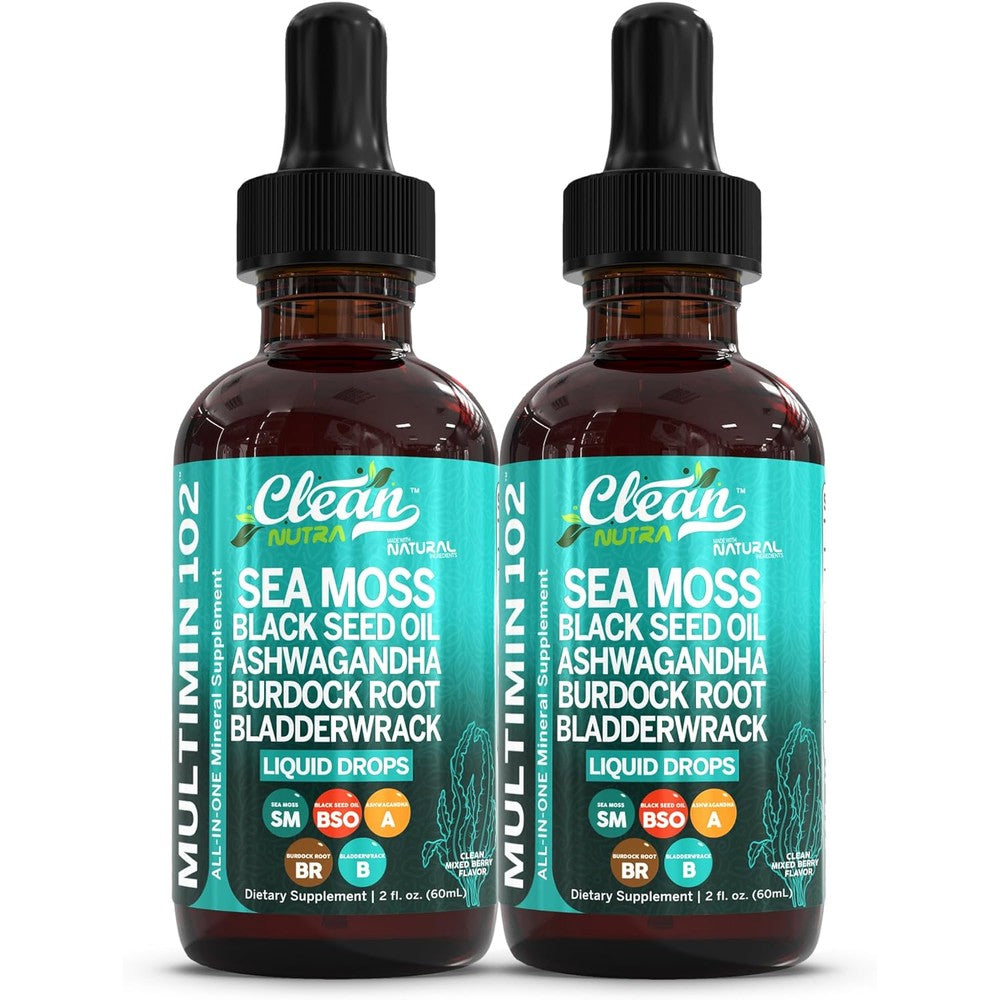 Clean Nutraceuticals MultiMin102 Sea Moss Liquid Drops front view bottle pack