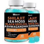 Weevit Shilajit Sea Moss Ashwagandha 120 Gummies front bottle view for immune support