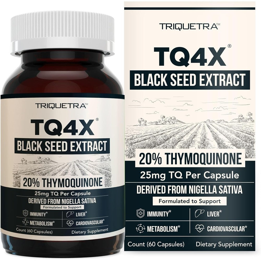 Triquetra Health TQ-Advanced 4X black seed extract capsules front view bottle
