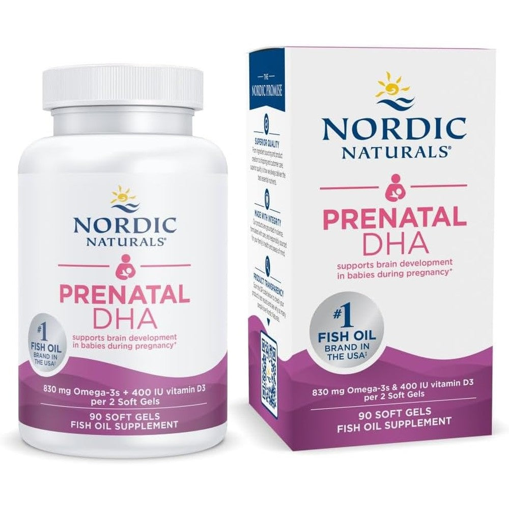 Nordic Naturals Prenatal DHA supplement front view bottle for pregnancy support