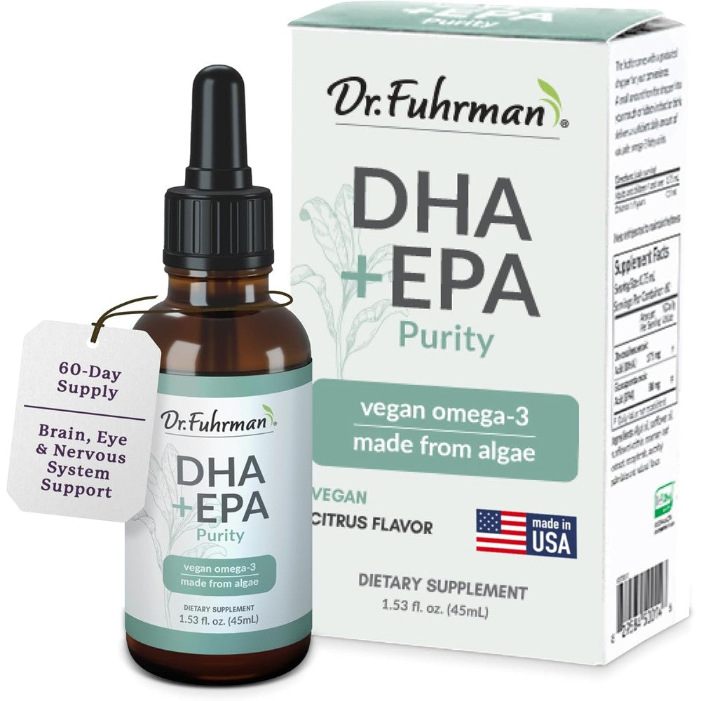 Dr. Fuhrman Vegan Omega 3 DHA EPA Purity liquid supplement front bottle view