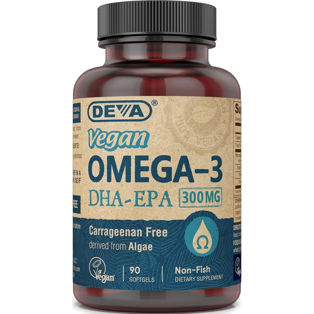 Deva vegan omega 3 supplement bottle front view nutritional product