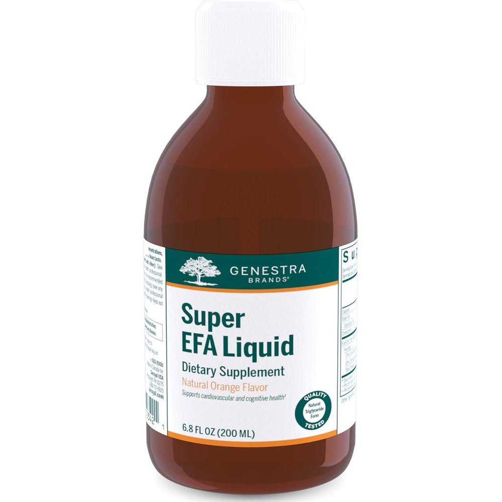 Genestra Brands Super EFA Liquid front view of bottle for cardiovascular support.
