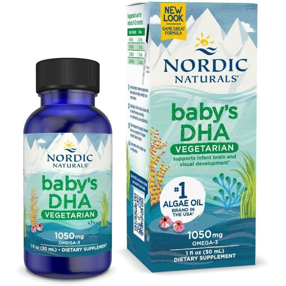 Nordic Naturals Baby's DHA Vegetarian Drops front view authentic plant based omega 3 supplement