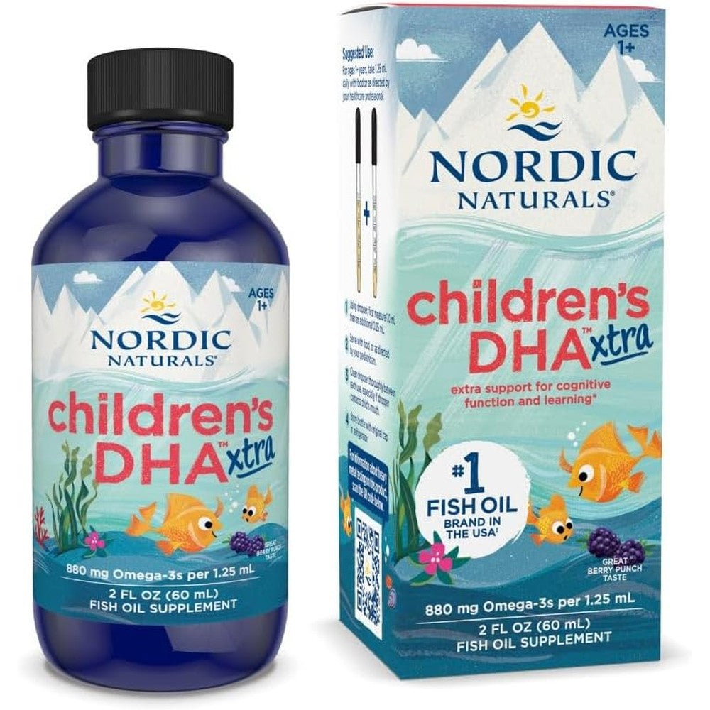 Nordic Naturals Children's DHA Xtra Liquid Fish Oil front view bottle for kids brain development