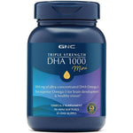GNC Triple Strength DHA 1000 Mini 90 softgels front view showcasing omega three supplement benefits