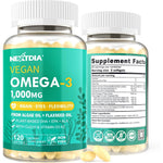 Nextdia Vegan Omega 3 front view of twin pack premium supplement bottle