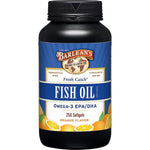 Barlean's Omega 3 Fish Oil 600mg 250 Softgels front bottle view showing orange flavor label