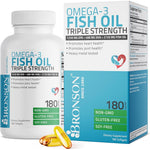 Bronson Triple Strength Omega 3 Fish Oil 180 softgels front bottle view
