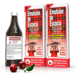 Emulsion de Escocia Cod Liver Oil Cherry 2 pack front view of authentic liquid supplement bottles