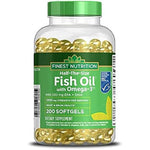 Finest Nutrition Half The Size Fish Oil 1200mg 200 softgels bottle front view showing authentic USA packaging