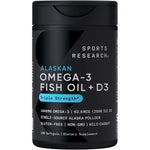 Sports Research Omega 3 Fish Oil Vitamin D3 120 softgels bottle front view, India import