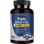 DRFOSTER Triple Omega 3 6 9 2000mg front view showing 120 softgel capsules bottle for heart health