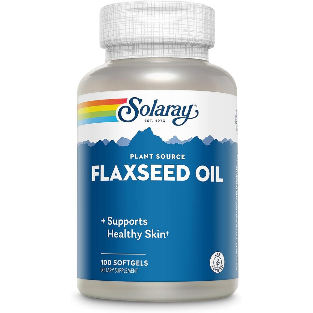 Solaray Flaxseed Oil 3000 mg 100 Softgels bottle front view