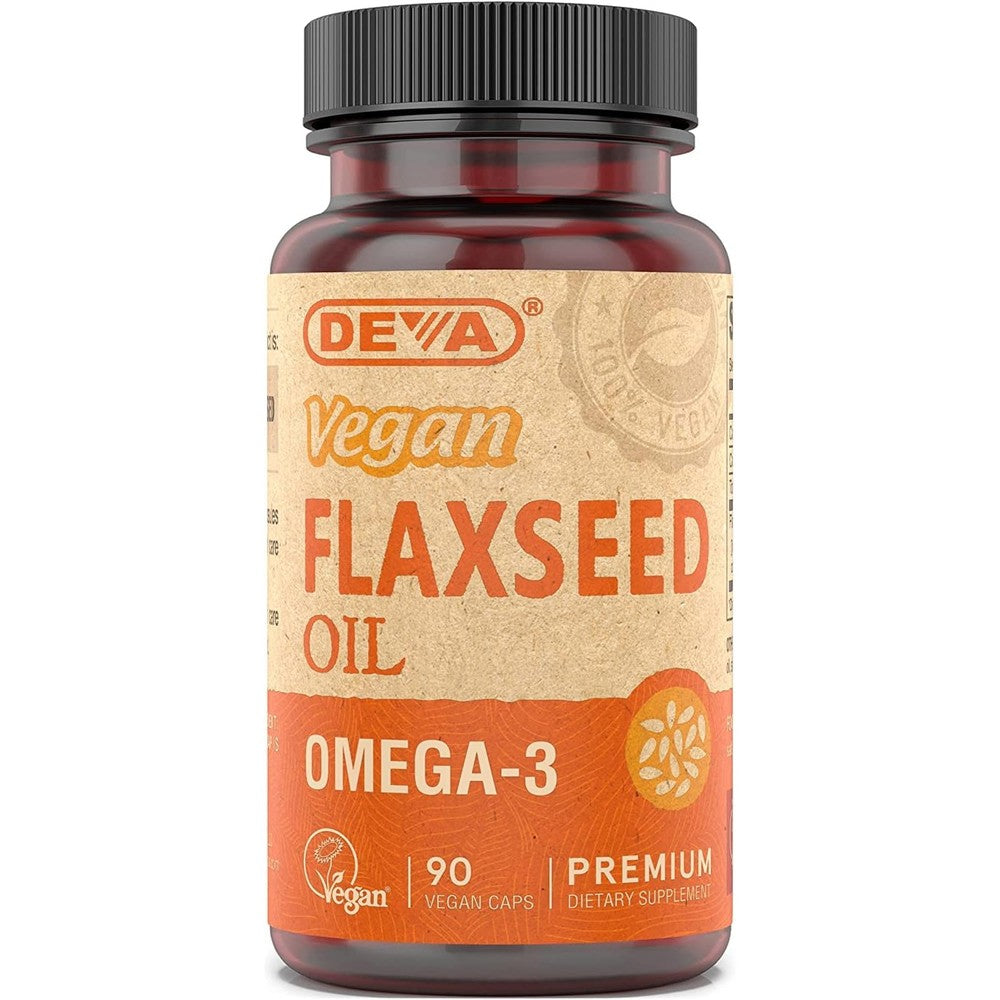 Deva Vegan Flax Seed Oil 4 Pack front view packaging