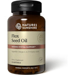 Nature's Sunshine Flax Seed Oil 60 softgels front bottle view showing premium plant based omega supplement.