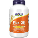 NOW Foods Flax Oil 1000mg vegetarian capsules front view showing bottle packaging