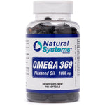 Natural Systems Omega 3 6 9 Flaxseed Oil 1000 mg front view bottle showing 100 softgels