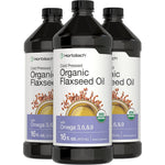 Horbaach Organic Flaxseed Oil liquid bottle front packaging view