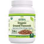 Herbal Secrets Organic Ground Flaxseeds 2 lbs front view container for vegan fiber