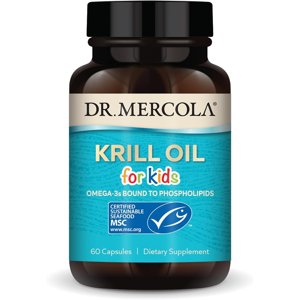 Dr. Mercola krill oil for kids front view bottle