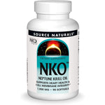 Source Naturals NKO Neptune Krill Oil 1000 mg front label showing 90 softgels dietary supplement.