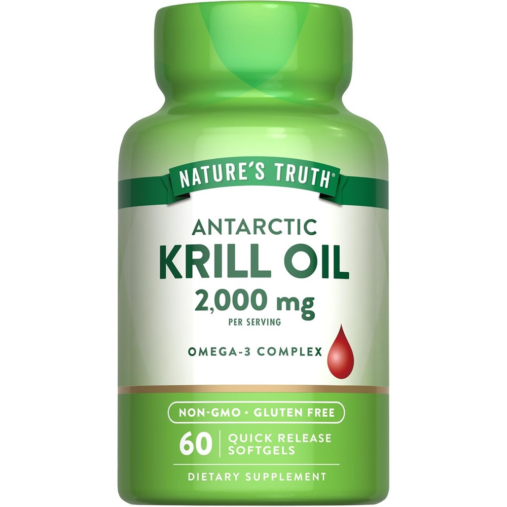 Nature's Truth Antarctic Krill Oil 2000 Milligrams 60 softgels bottle front view