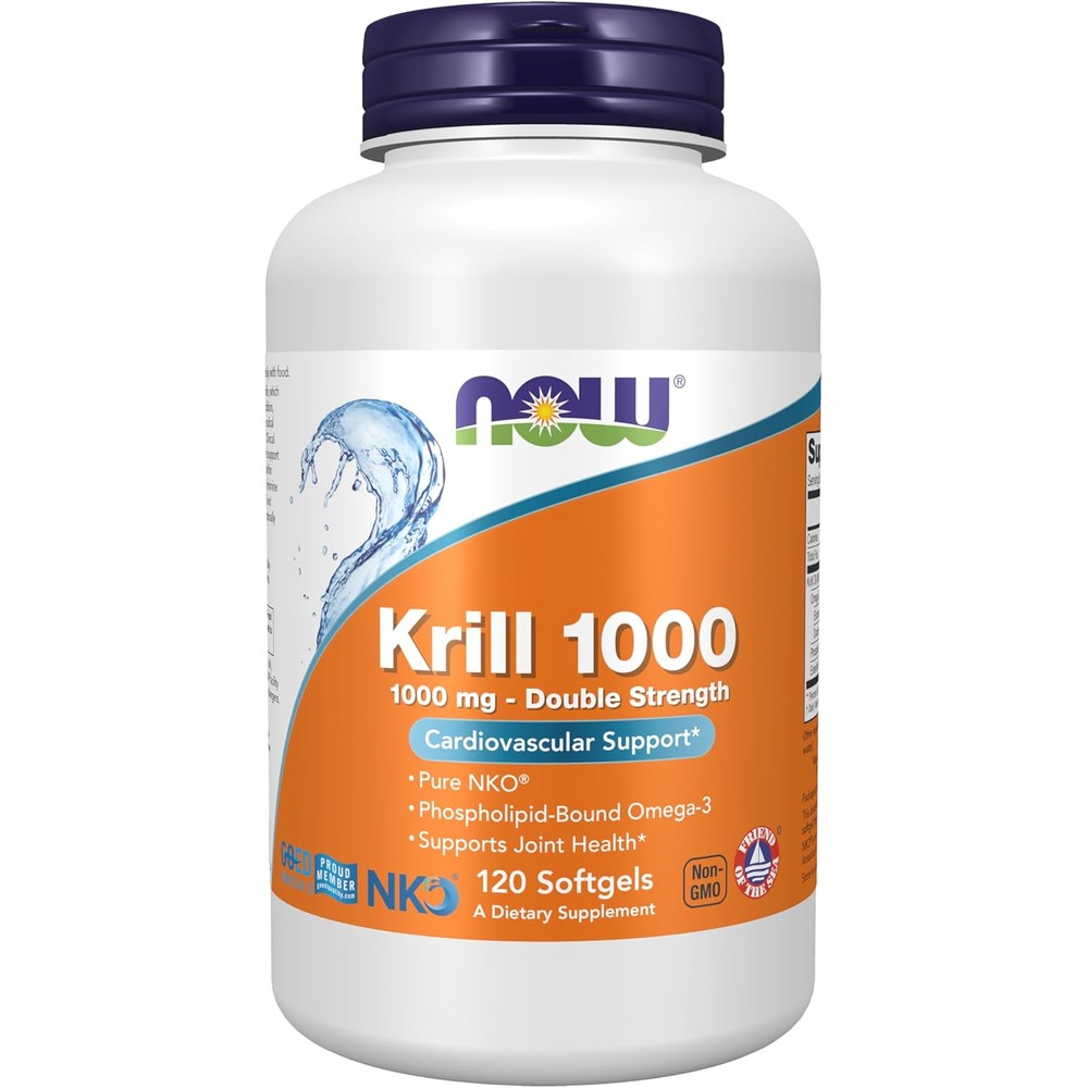 NOW Foods Neptune Krill Oil 1000mg Double Strength 120 Softgels front view packaging