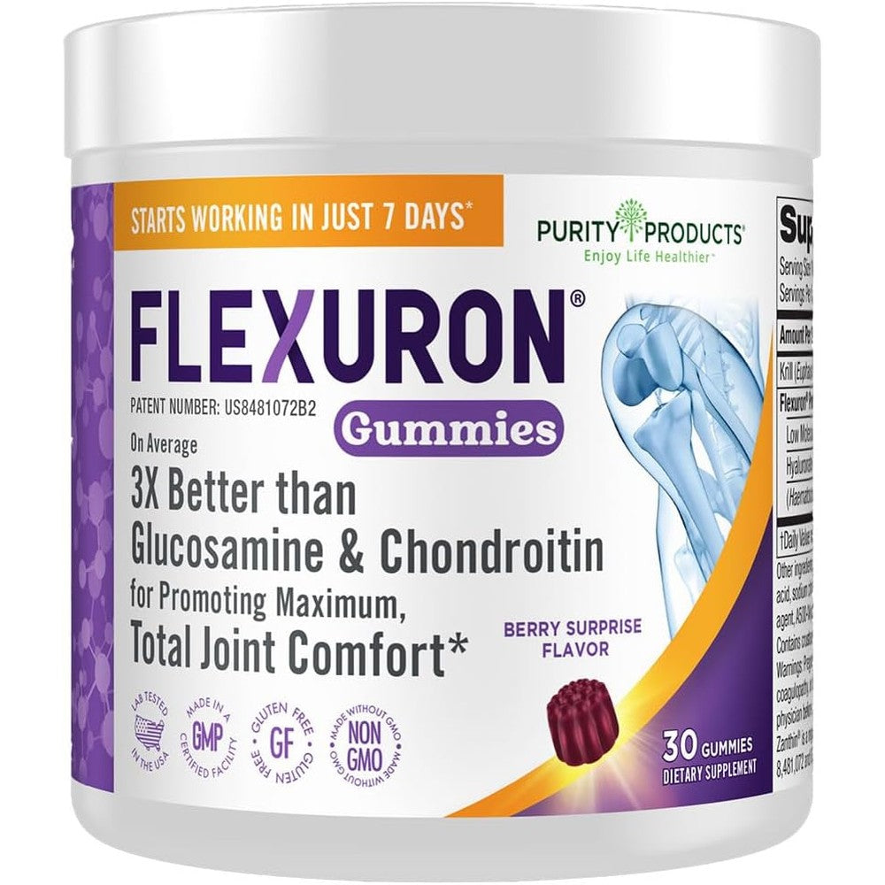 Purity Products Flexuron Joint Formula 30 Gummies front view bottle for premium joint care.