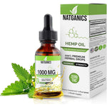 Natganics Organic Hemp Oil Drops 1000mg front bottle view