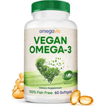 OmegaVia Vegan Omega 3 Algae Oil supplement bottle front view