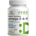 Deal Supplement Triple Omega 3-6-9 240 Softgels front view