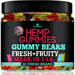 Healthergize Hemp 90 Bear Gummies front view jar