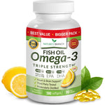 Nature's Branch Triple Strength Omega 3 Fish Oil 180 softgels bottle front view for premium cardiovascular health support.