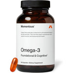 Momentous Omega 3 Fish Oil 1600mg front view of the premium white bottle showcasing the NSF Certified for Sport seal.