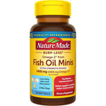 Nature Made Extra Strength Burp Less Fish Oil 1400 Milligrams Minis front bottle view for heart health support
