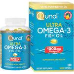 Qunol Ultra Omega 3 Fish Oil 180 mini softgels front view bottle