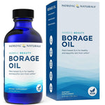 Nordic Naturals Nordic Beauty Borage Oil Liquid unflavored four fluid ounces front view showing authentic product label.