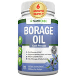 NutriONN Borage Seed Oil 1000 mg 180 softgels bottle front view for hormonal balance support