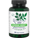 Vitanica Adrenal Assist 90 vegetarian capsules front bottle view for stress support